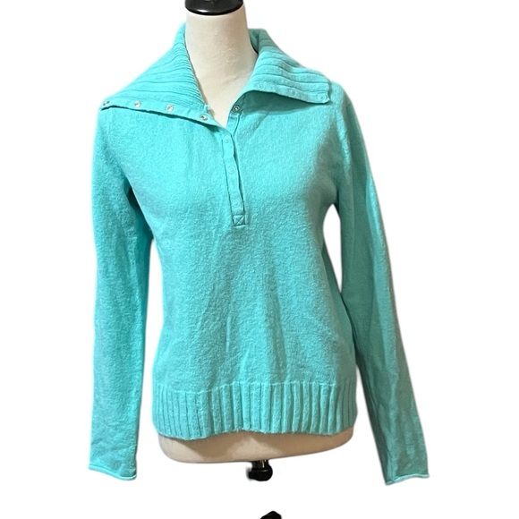 GAP Mint Green Polyester,Wool, Acrylic Long Sleeve Cardigan Size Large 3/4 open - Picture 1 of 4